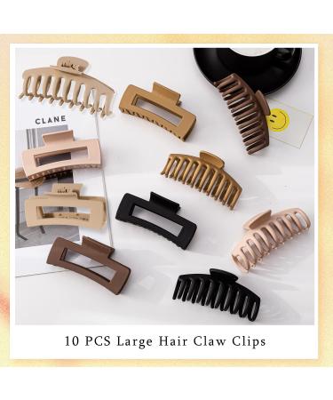 10 Pack 4.4 Large Hair Clips for Women & Girls - Strong Hold Matte Claw Clips in 2 Styles & 5 Colors - Ideal for Thick & Thin Hair - 90's Vintage Design - Buy Online on GoSupps.com