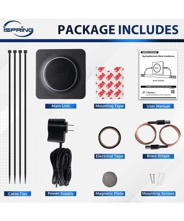 iSpring ED2000S Electronic Water Descaler | Salt-Free Whole House Hard Water Conditioner | Prevent Rust & Scale Build-up | LED Light Design | Magnet | Black - Buy Online on GoSupps.com