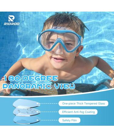 Rioroo Children s Diving Goggles | Anti-Fog 180 HD Snorkel Mask for Kids (4-14 Years) - Perfect Swimming Goggles for Girls & Boys in Blue - Buy Online on GoSupps.com