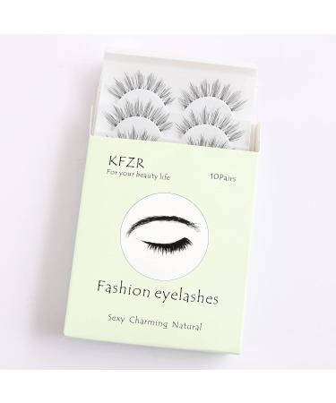 KFZR 10 Pairs False Eyelashes Lashes Natural Look Reusable Fake Eyelashes Handmade 3D Black (807) - Buy Online on GoSupps.com