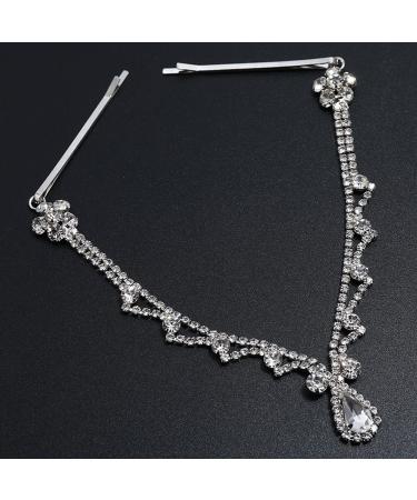 Missgrace Rhinestone Forehead Head Chain Clip Headband - Silver Crystal Teardrop Headpiece for Women - Wedding, Prom, Halloween Hair Accessories - Buy Online on GoSupps.com