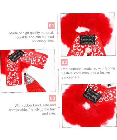 FRCOLOR 6 Pairs New Year Headdress Hair Scrunchies Elastic Hair Rope Red Ponytail Holder Hair Elastic Bracelet Ribbon Bands Kid Hair Ties Tassel Hair Rope Hair Ring Miss Zinc Alloy Girl - Buy Online on GoSupps.com