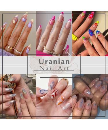 Medium Almond French Tip Uranian Press on Nails - Red Blue False Nails with Cute Lattice Flower Designs - 24pcs Full Cover Glue On Nails (Style J) - Buy Online on GoSupps.com