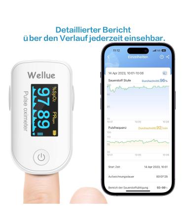 Buy White Pulsoximeter with Bluetooth App - Oxygen Saturation & Heart Rate Monitor with Data Storage - Buy Online on GoSupps.com