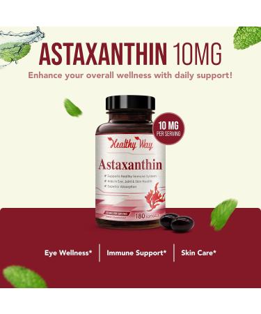 Easy Absorption Astaxanthin Supplement - 10mg Astaxanthin from Haematococcus Pluvialis Fresh Microalgae for Skin and Eye Health Support - Rich in Antioxidants and Carotenoids (180 Servings) - Buy Online on GoSupps.com