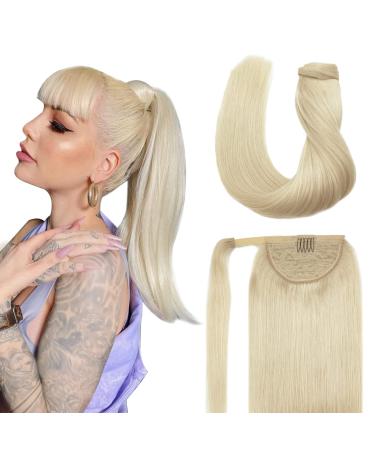Doores ponytail hair part platinum blonde 45cm 80g ponytail extension straight extension braid clip in wrap remy ponytail real hair smooth magic paste 45cm #60a platinum blonde