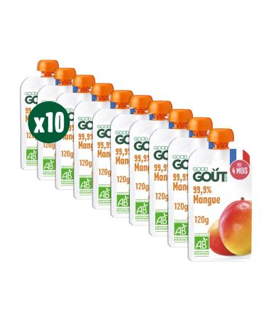 GOOD GO T - Mango Bottles - Baby Pur e - From 4 Months - 99.9% Mango - 100% Organic - No Added Sugars* - Made in France - 10x120g