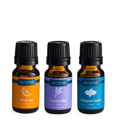 Airom Aromatherapy Essentials Gift Set Set of Three 10 ml Therapeutic Grade Essential Oils | Lavender Orange Peppermint
