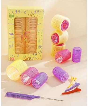 IENIN Self Grip Hair Roller Set - 29 PCS, 3 Sizes Velcro Curlers with Clips and Comb - Salon Hair Dressing Jumbo Rollers for Long, Medium, Short Hair - Multi-colored - Buy Online on GoSupps.com