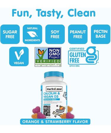 Herbaland Vitamin D3 & Calcium Adult Gummies 60ct - Support Bone Health - Buy Online on GoSupps.com