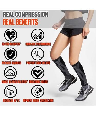 BLITZU 3 Pairs Calf Compression Sleeves Size L-XL for Men and Women - Orange, Black, White - Leg Support for Calf Pain & Shin Splints | Footless Compression Socks - Buy Online on GoSupps.com