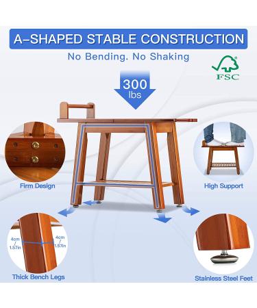 ETECHMART 2-Tier Bamboo Shower Bench 24 Inch Spa Stool with Storage Shelf - Brown - Buy Online on GoSupps.com
