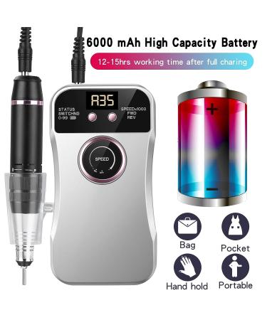 35000RPM Electric Nail Drill Machine for Acrylic Nails - Portable Kit for Gel Polish Removal - DIY Manicure Pedicure - Gray - Buy Online on GoSupps.com