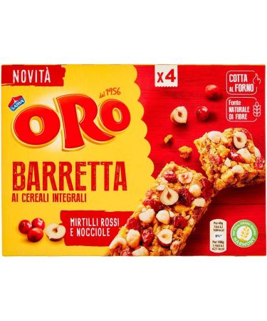 Oro Saiwa Whole Grain Bars with Cranberries and Hazelnuts 160g Pack of 6