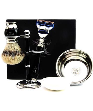 Shaving Set for Men - Silver Tip Badger Brush 5 Edge Razor Stand & Soap - Premium Grooming Collection - Buy Online on GoSupps.com