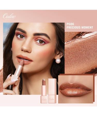 Oulac Bronze Shimmer Lipstick for Women - Moisturizing Tinted Lip Balm with Shea Butter - Vegan Gluten-Free Formula for Hydrated & Smooth Lips - Precious Moment (PG06) - Buy Online on GoSupps.com
