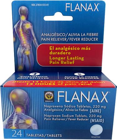 Pain Reliever and Fever Reducer Naproxen Sodium Tablets 220 Mg (24 count) by Flanax