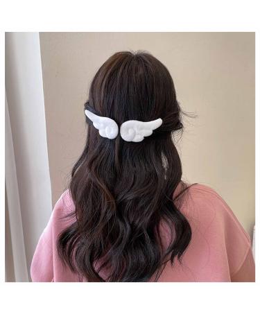 Inilbran Vintage Angel Wing Hair Clips White Plush Angel Wing Hair Barrettes French Cartoon Plush Wings Hairclips Minimalist Kawaii Plush Hair Clips Decorative Hair Accessories for Women and Girls