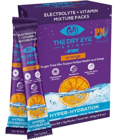 Ultimate Hydration for Dry Eyes - Sugar-Free Electrolyte Powder Packets with Vitamins Green Tea Turmeric & DHA | 20 Pack (Orange PM - Buy Online on GoSupps.com