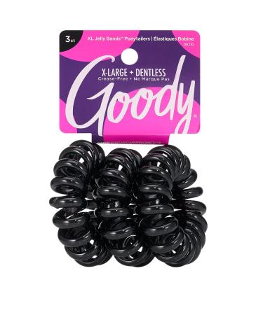 Goody Dentless Jelly Bands Elastic Thick Hair Coils  Black - Medium Hair to Thick Hair - Hair Accessories for Women and Girls  3 Count (Pack of 1) Black 3 Ct (Thick Hair) 3 Count (Pack of 1)