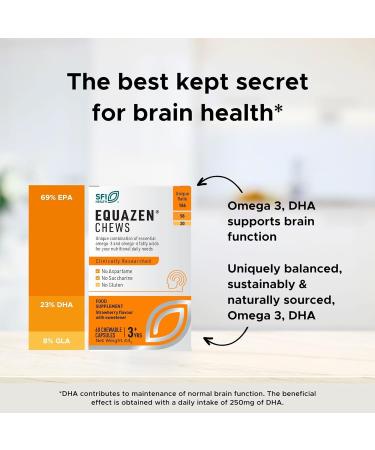 EQUAZEN Omega-3 & 6 Chews | Brain Function Support for Children & Adults | 180 Strawberry Flavoured Chews - Buy Online on GoSupps.com