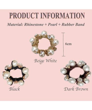 Rhinestone Pearl Hair Ties - 3pcs Elastic Scrunchies for Women and Girls - Buy Online on GoSupps.com