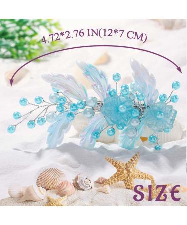 IYOU Blue Bridal Hair Clips Pearl Leaf Mermaid Hair Piece Flower Wedding Communion Barrette Hair Accessories for Women and Girls - Buy Online on GoSupps.com