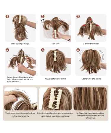 Short Messy Bun Claw Clip Hairpiece - Black/Brown Straight Fake Hair Extension - Buy Online on GoSupps.com