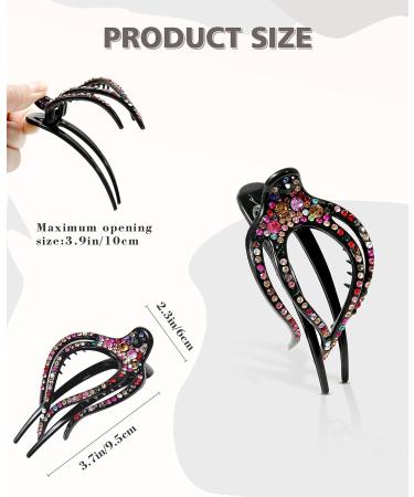 5PCS Rhinestone French Hair Clips for Women | Strong Hold Curved Claw Clips | No Slip Design | Medium Size 3.74 | Ideal for Thick Hair - Buy Online on GoSupps.com