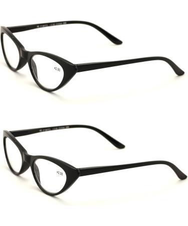 Buy V.W.E. Deluxe Female Cateye Vintage Reading Glasses - 2 Pairs (2 Black 2.50) | Stylish & Comfortable Women s Readers - International Shipping Available - Buy Online on GoSupps.com