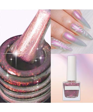 Pink Glitter Nail Polish Aurora Varnish Pearl Silvery Holographic Quick Dry Nail Gel Shimmering Metallic Shining Sparkling Long Lasting No Need Cure DIY Nail Art Manicure at Home - Buy Online on GoSupps.com
