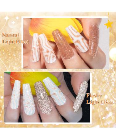 Supwee Champagne Reflective Gel Liner - Holographic Nail Art Glitter Gel for Fine Line Painting - 10ml - Buy Online on GoSupps.com