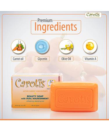 Carotis Beauty Soap 80g - Refreshing Skin Cleanser with Carrot Oil, Glycerin, Beta Carotene, Vitamin A, and Olive Oil - Buy Online on GoSupps.com