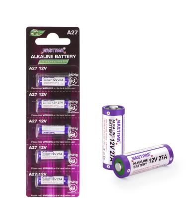 NASTIMA 12V 27A A27 Alkaline Battery V27A LR27A MN27 L828 12V Battery (5-Pack)
