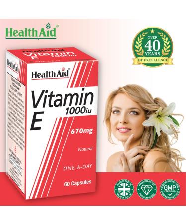 HealthAid Vitamin E 1000iu - 60 Capsules | Antioxidant Support | Skin Health | Immune System Booster - Buy Online on GoSupps.com