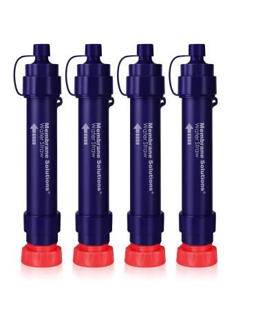 Membrane Solutions Water Filter Straw WS02, Detachable 4-Stage 0.1-Micron Portable Water Filter Camping, 5,000L Water Purifier Survival Gear and Equipment for Hiking Camping Travel and Emergency 4 Pack