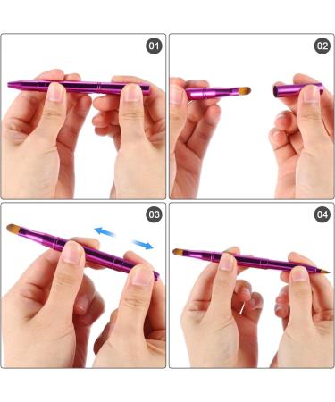 Retractable Dual End Lip Brush Concealer Brush with Cap Lipstick Eyeshadow Foundation Makeup Brushes Gold Black Purple - Buy Online on GoSupps.com