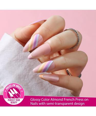 Teenitor Almond Press on Nails Set - 4 Styles, Medium Length, Matte Finish, Full Cover Acrylic False Nails with Glue and File - for Women and Girls - Buy Online on GoSupps.com