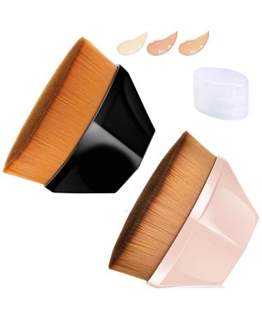 ieron 2 Pieces Foundation Brush for Liquid Makeup Petal Traceless Makeup Brush Portable Foundation Makeup Brush Beauty Tool (Pink Black)