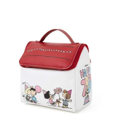 Finex snoopy portable cosmetic bag make-up bag organizer multifunctional cultural bag storage case for trips business double zippers white (Snoopy House)