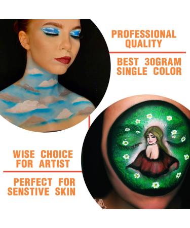 Bowitzki 30g Professional Face Paint Body Paint Water Based Face painting Makeup Safe for Kids and Adults Split Cake Single Color Halloween Christmas (Blue) - Buy Online on GoSupps.com
