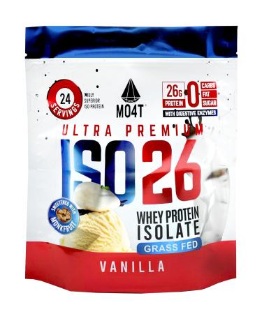 MOMOF4TRANSFORM ISO26 Grass Fed Whey Protein Isolate with no Artificial sweeteners. Naturally Sweetened with Monk Fruit 1.6 Pounds 24 Servings Milk Chocolate (Iso 26 Pouch Vanilla)