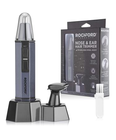 Water Resistant Stainless Steel Heavy-Duty Nose and Ear Hair Trimmer with LED Light Facial Trimmer and Stand