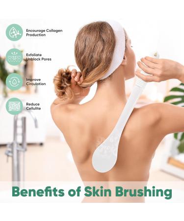 Back Brush for Showering - Long Handle Bath Brush for Seniors | White Shower Brush - Buy Online on GoSupps.com