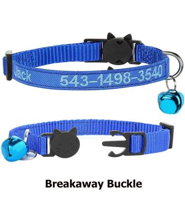 Personalized Cat Neck Bands with Bell - Custom Safety Buckle & Embroidered ID Name (Blue) | International Shipping Available - Buy Online on GoSupps.com