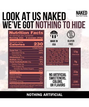 Naked Brownie High Protein Mix - Gluten Free Non-GMO 15g Protein 9g Sugar - Healthy Snack Option - Buy Online on GoSupps.com