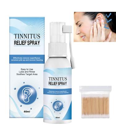 KOAHDE Tinnitus Relief for Ringing Tinnitus Relief Spray Ear Tinnitus Sprays Ear Ringing Care Sprays Ear Noise Spray Tinnitus Ear Drops Tinnidrop Relieve Ear Discomforts Spray 60ml+100 Cotton Swabs
