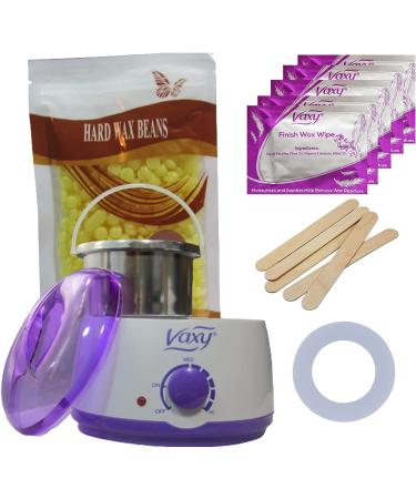 Vaxy Waxing Kit Wax Warmer Electric Wax Pot Heater with Accessories A Complete at-Home Hair Removal Wax Kit Painless Hard Wax for full Body face Bikini Area Eyebrows Lemon
