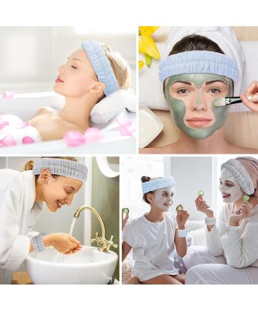 Giegxin 6-Piece Face Washing Wristbands & Headbands Set - Adjustable Elastic Bands for Spa, Yoga, Sports, Makeup & Shower - Blue Gray Color - Buy Online on GoSupps.com