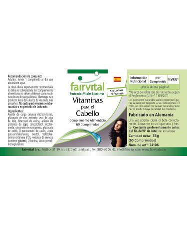 Buy Fairvital Hair Vitamins - High Dose 60 Tablets with Biotin Vitamin B12 Zinc & More - Best for Healthy Hair Growth - Buy Online on GoSupps.com
